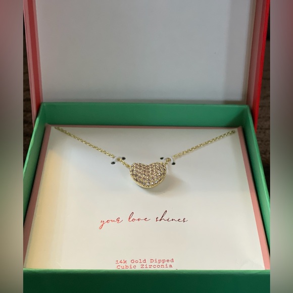 Heart Pendant Necklace - 14K Gold Dipped Cubic Zirconia - Gold & Pink- A New Day - Picture 14 of 16